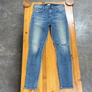 Citizens Of Humanity Distressed Rocket High Rise Skinny Jeans with Knee Rip